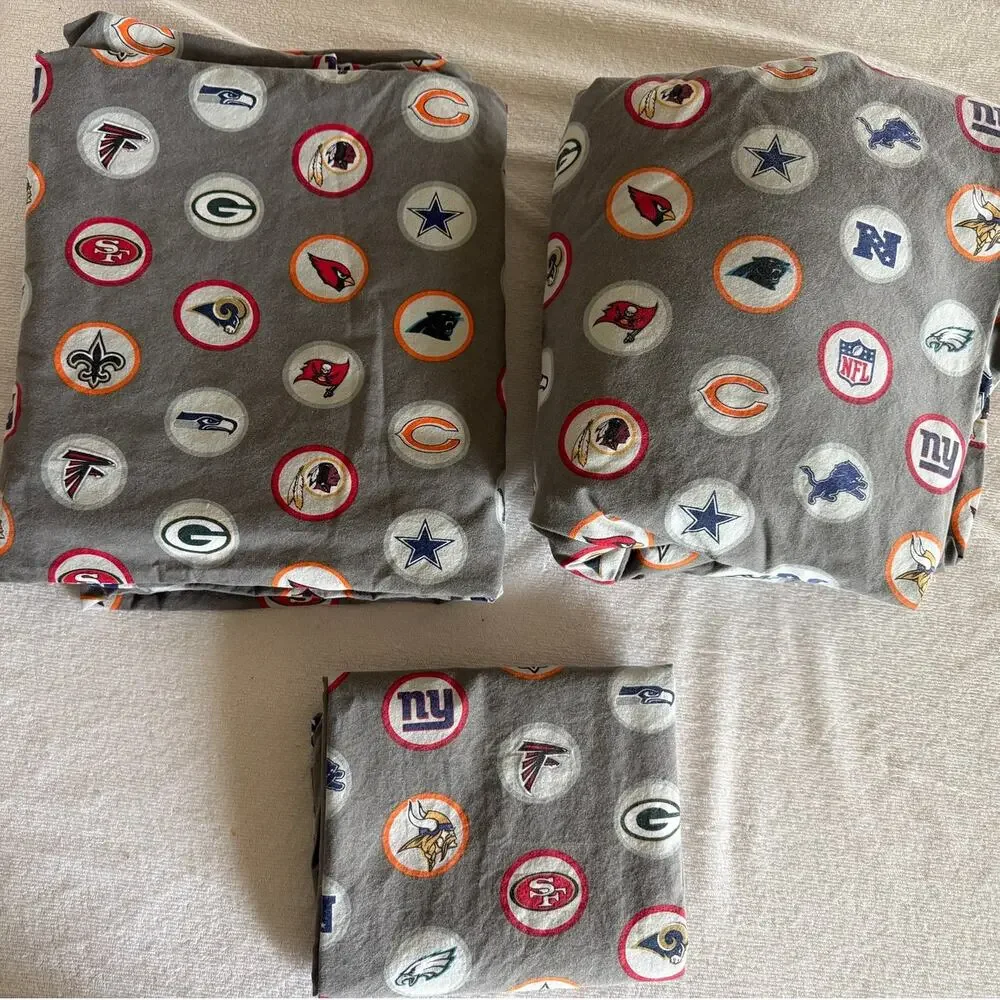 Pottery Barn Teen PB Teen NFL Brights Logo Gray Cotton Bed Sheet Set Twin XL
